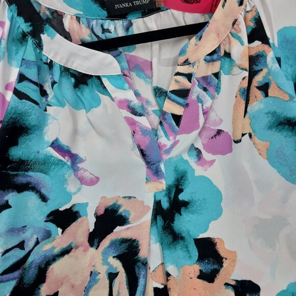 3430 Size XL Ivanka Trump Long Sleeve Tunic Top In Purple and Green - Picture 2 of 6